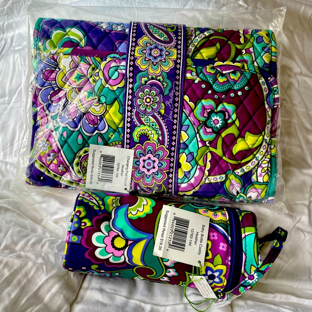Vera Bradley changing pad clutch & Bottle caddy Heather! RARE